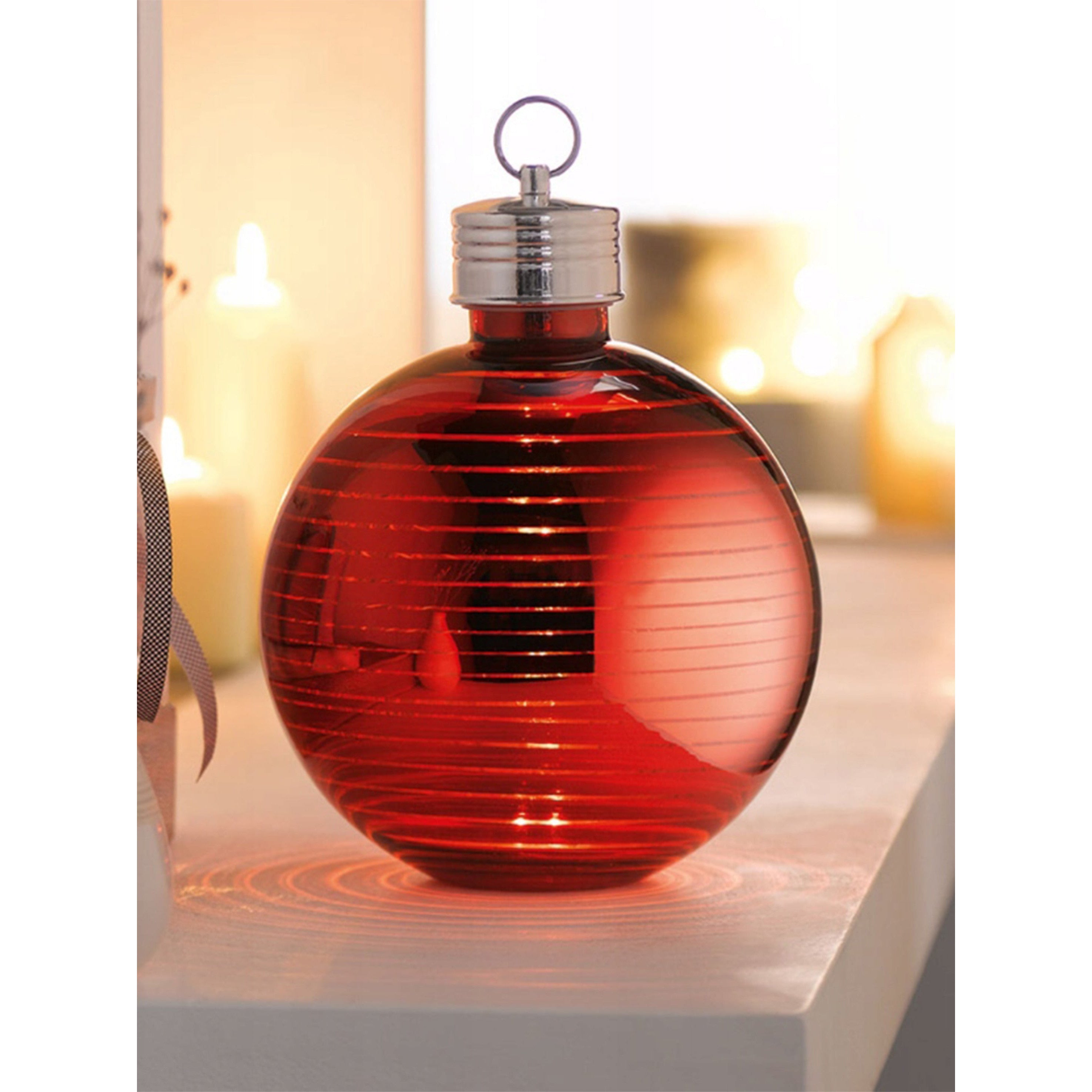 Battery Operated Glass Christmas LED Ball with Warm White Light